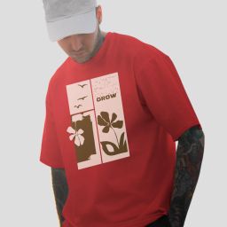 Men Printed Round Neck Polycotton Red T-Shirt-image-98