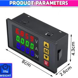 amicisense DC Energy Meter 3 in 1, 0-100V 10A 1000W Power Meter with Multi-Colour Digital Display Voltmeter image 3