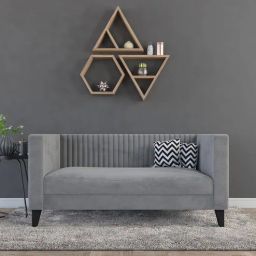 casacraft from pepperfry Alejandro Velvet 2 Seater Sofa In Cool Grey Colour-picture-42