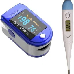 Shop & Shoppee Finger Tip Pulse Oximeter and Digital Thermometer Combo Finger Oximeter SPO2 Blood Oxygen Saturation Monitor Heart Rate Monitor Rotatable OLED Digital Display Pulse Oximeter for Daily Use (MULTUCOLOR) Pulse Oximeter-9