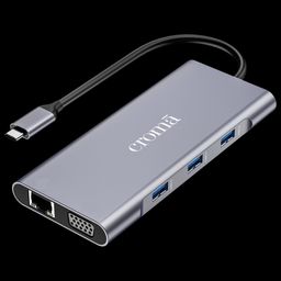Croma 10-in-1 USB 3.0 Type C to USB-A 3.0, HDMI, VGA, SD, TF card, USB Type-C PD Port, Ethernet, 3.5mm Audio Jack Multi Utility Hub (Supports Fast Charging, Grey)-17