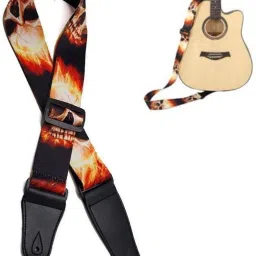 Fire Skull Polyester Adjustable Wide Strap for Acoustic, Electric, Bass Guitar Polyester Strap-picture-21
