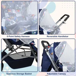 nexova Stroller/Pram, Easy Fold, for Newborn Baby/Kids, 0-3 Years Stroller image 5