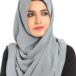 Solid Georgette Women Silver Scarf, Stole-image-72
