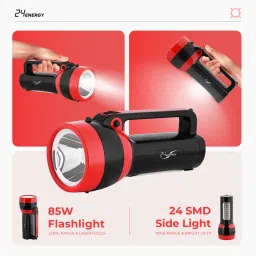 24 energy Powerfull Side Lamp + Laser LED Search Light Rechargeable Torch Light R Torch image 4