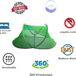a one Polyester Kids Washable Mosquito Net For 0 To 3 Year Baby Size109cm x 53cm x 50cm Green Color Popup Mosquito Net image 5