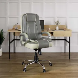 Jessica Grey & Beige Leatherette Office Executive Chair-2