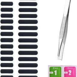 MAK Dustproof Net Stickers, Speaker Mesh Adhesive Sticker(14+14 pcs & Free Forcep) Audio Jack Black Anti-dust Plug-42