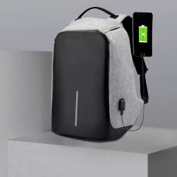 Medium 25 L Laptop Backpack 010 (Ol skool Light GREY Anti Theft ) B-NEW-image-7