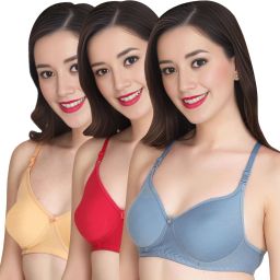 Pack of 3 Women Full Coverage Lightly Padded Bra-image-2