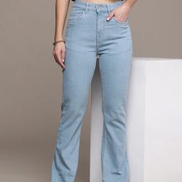 Women Boot-Leg High Rise Blue Jeans-image-79
