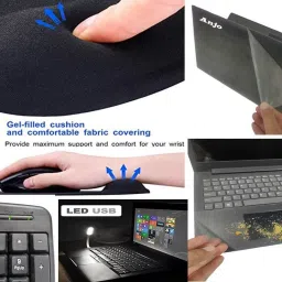 ANJO KeyboardWirelesMouse-WPad-Hub-Clnr-2n1OTG-Ext-LED-Skin-15.6iScrn&KeyGuard&Sleeve Combo Set image 5