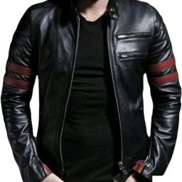 Men Solid Leather Jacket-image-49