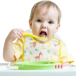 Silicone Soft Adjustable Fabric Neck, Detachable Tray, Baby Bib Waterproof Burp Cloths with Food Catcher Yellow-image-29