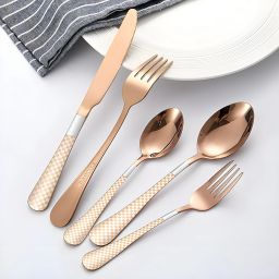 MANISHAWARE Regal Rose Gold Luxury Stainless Steel Cutlery Set-image-21