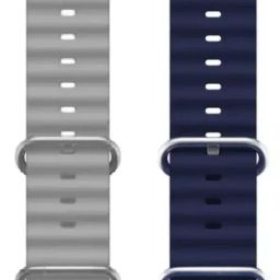 FunFlickers Smart Watch Strap Belt for Ultra Watch 49 mm, Series 8 / 7 45 mm, Series 6 / 5 / 4 44 mm, Series 3 / 2 / 1 42 mm, T800 Ultra, Watch 8 Ultra, i8 Pro Max, W26, T800. Smart Watch Strap (Grey, Blue) Smart Watch Strap-26