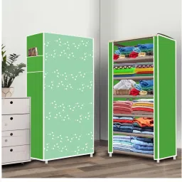 6 Shelf Foldable Collapsible Wardrobe Storage Organizer Almirah Cloth Rack PVC Collapsible Wardrobe-1