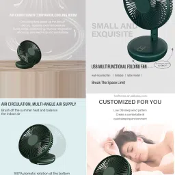 CRAFTIFY USB Rechargeable Oscillating LED Light Wall-Mounted USB Rechargeable Oscillating LED Light Wall-Mounted USB Air Cooler image 4