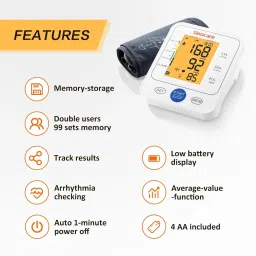 Sinocare BSX 16 3 Color Fully Automatic Digital Blood Pressure Monitor with ADAPTER Bp Monitor image 2