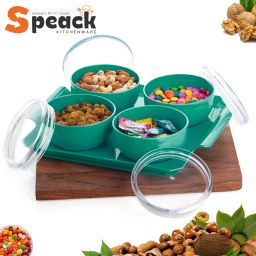 Woman's 1st Choice Serving Set | Bowl | Bowl Set With Tray And Airtight Lid Bowl, Tray, Container Serving Set-19