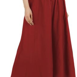 Women Flared Maroon Viscose Rayon Trousers-image-61