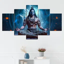 Shiv Ji Mahadev Wall Decor Painting For Home Digital Reprint 18 inch x 30 inch Painting-39