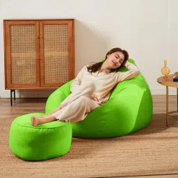 XXXL Bean Bag with Footrest | Ready To Use Faux Leather Teardrop Bean Bag With Bean Filling-picture-18