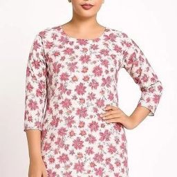 Women Floral Print Cotton Blend A-line Kurta-image-87