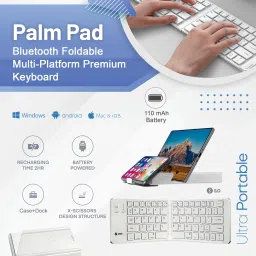 Zoook Palmpad, Wireless, Foldable x 2 / Rechargeable, with Dock Bluetooth Standard Multi-device Keyboard Compatible with Desktop, Laptop, Tablet, iPad, Mac stand support,multimedia_keys,PalmPad image 2