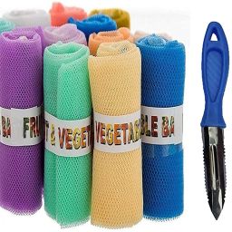 Fridge Storage Vegetable Net Bag_Fruits Storage Bag_Net Fridge Organizer Pack of 20 Multi Color with Knife_Peeler SP4-image-6