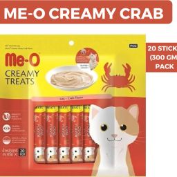 Me-O Creamy Treats, Crab Flavour, 20 Pcs Pack (300 gm) Crab 0.3 kg Wet Adult Cat Food-image-43