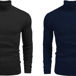 Men Solid High Neck Blue, Grey Sweater-image-49