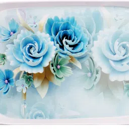 Blue Floral Design | Ideal Tray For Serving Snacks / Tea / Coffee Tray Serving Set-image-54