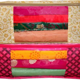 ANNORA INTERNATIONAL Designer Pack Of 2 saree cover/Storage Box/Cloth organizer/Travel Bag Cotton Laundry Bag-image-9