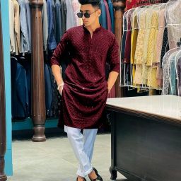 Men Chikan Embroidery Cotton Rayon Straight Kurta-image-16