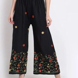 Design Patterns Rayon Straight Fit Floral -BLACK Women Pyjama-image-43