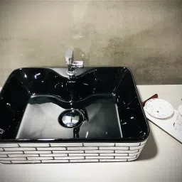 delta Premium Designer Structure Based Ceramic Wash Basin(19*15*5.1) (19*15*5)(Structure) Table Top Basin image 2