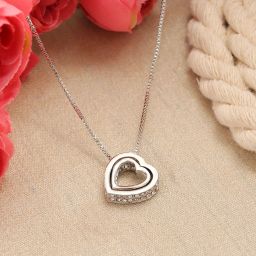 Silver Heart Stylish Pendant for Women & Girls Silver Crystal Alloy Pendant-image-49