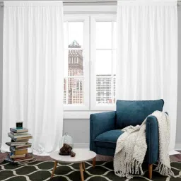 parda online White Polyster Solid 9ft Blackout Rod Pocket Window/Door (2 Pc)-picture-42
