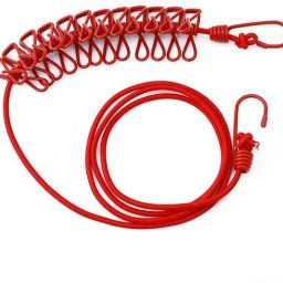 Cloth Handling 2 Hooks Drying Rope 12 Clips Portable Travel Clothes Line-01 Plastic, Steel Cloth Clips-image-55
