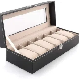 Wrist Watch Organizer case kit 6 Slot PU Leather Watch Box(W06) Watch Box-image-90