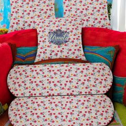 2 Bolster 3 Cushion Microfibre Floral Bolster Pack of 5-80