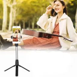 WHISTLE9 3in1 Selfie Stick multi-function Wireless Bluetooth | Selfie stick | Tripod | XT-02 Selfie Stick with Remote & Coller Mic Shutter 360 Rotate Extendable Handheld Foldable Mini Tripod Stand Foldable | Bluetooth shutter for Smartphones Professional Remote Control Selfie Stick Single Gimbal for Mobile image 2