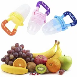 PACKET Pacifier/Nibbler for Baby||Silicone Fruit and Juice Feeder/Teether ||Kids Nipple Pacifier for Fruit Vegetable for 4-12 Months BPA-Free||Baby Bite Trainer (Multicolor) (Pack of 1) Teether and Feeder-5