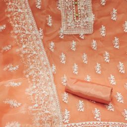 Unstitched Organza Salwar Suit Material Embroidered-image-16
