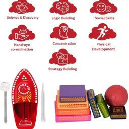 toycel Pitthu Game | Handcrafted Seven Colorful Wooden Blocks with 1 Rubber Ball image 3