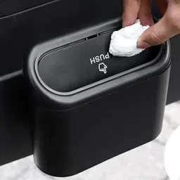 Car Trash Bin Portable Dustbin with Lid Mini Garbage Plastic Dustbin (Black) Car Trash Bin Bag-19