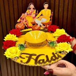 Beautiful Haldi Platter Ideal for shaadi Decorative Plate for Brides Maid dulhan Wood Decorative Platter-20
