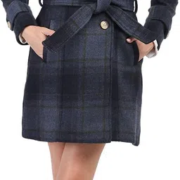 honnete 93% Polyester 3% Acrlyic Checkered Coat For Women-picture-0