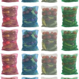 Multi-purpose Vegetables Fruits Mesh Fridge Storage Washable Zip Bags Pack of 20 Grocery Bags-image-76
